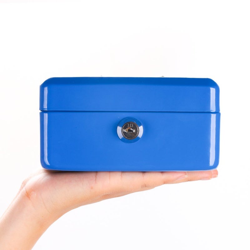 Decaller Cash Box with Slot for Kids, Decaller Small Money Box with Money Tray & Key Lock, 6" x 4 4/5" x 3 1/5", Blue, QH1507XS - Image 5